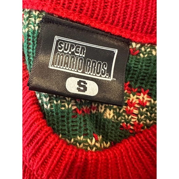Super Mario Bros. Ugly Christmas Sweater Nintendo Red Green Men's Size Small - Picture 5 of 8